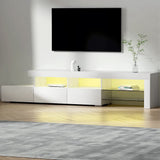 Entertainment Unit TV Cabinet LED 215cm White CayaThe Yak Merchant