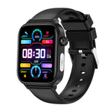 ET570 Bluetooth smartwatch showing a vibrant display with health and fitness tracking features in black design.