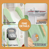 Keezi Kids Slide Swing Set Ball Hoop Rings Football Outdoor Toys Green