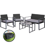 Gardeon 4 PCS Outdoor Sofa Set Rattan Furniture with Storage Cover ChaThe Yak Merchant