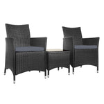 Gardeon 3PC Outdoor Bistro Set Patio Furniture Wicker Chairs Table CusThe Yak Merchant