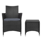 Gardeon 3PC Outdoor Bistro Set Patio Furniture Wicker Chairs Table CusThe Yak Merchant