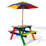 Kids Wooden Picnic Table Set with UmbrellaThe Yak Merchant