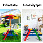 Kids Wooden Picnic Table Set with UmbrellaThe Yak Merchant