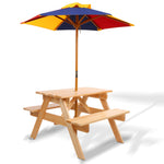 Kids Wooden Picnic Table Set with UmbrellaThe Yak Merchant