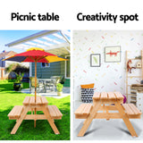 Kids Wooden Picnic Table Set with UmbrellaThe Yak Merchant