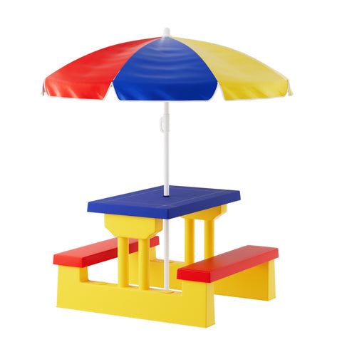 Kids Outdoor Table and Chairs Set Picnic Bench Umbrella Children IndooThe Yak Merchant