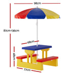 Kids Outdoor Table and Chairs Set Picnic Bench Umbrella Children IndooThe Yak Merchant