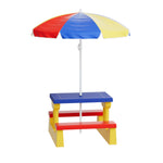 Kids Outdoor Table and Chairs Set Picnic Bench Umbrella Children IndooThe Yak Merchant