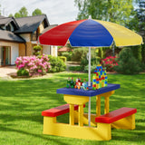 Kids Outdoor Table and Chairs Set Picnic Bench Umbrella Children IndooThe Yak Merchant