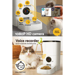 Smart Pet Feeder 6L with Camera – Automatic Food Dispenser (White)