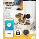 Smart Pet Feeder 6L with Camera – Automatic Food Dispenser (White)
