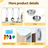 Keezi Kids Kitchen Play Set Wooden Pretend Toys Cooking Children Clock Beige