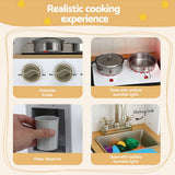 Keezi Kids Kitchen Play Set Wooden Pretend Toys Cooking Children Storage Golden