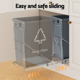 Cefito Pull Out Bin Kitchen Cabinet Slide Garbage Rubbish Bins Basket 40L Grey