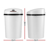 Smart 9L Motion Sensor Trash Can – Hands-Free White Kitchen Bin