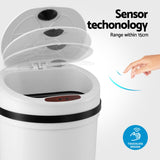 Smart 9L Motion Sensor Trash Can – Hands-Free White Kitchen Bin