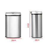 Touch-Free 50L Motion Sensor Bin – Sleek Automatic Trash Can in Silver