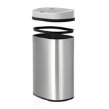 Touch-Free 50L Motion Sensor Bin – Sleek Automatic Trash Can in Silver
