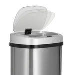 Touch-Free 50L Motion Sensor Bin – Sleek Automatic Trash Can in Silver