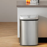 Touch-Free 50L Motion Sensor Bin – Sleek Automatic Trash Can in Silver