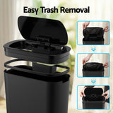 Devanti Automatic Trash Bin with Lid 25L Motion Sensor Kitchen Bin Touchless Garbage Can Plastic Slim Rubbish Bin with Liner Holder for Kitchen, Home, Office, Black