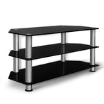 TV Stand 3 Tiers Storage Shelf Rack Tempered Glass Entertainment UnitThe Yak Merchant