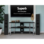 TV Stand 3 Tiers Storage Shelf Rack Tempered Glass Entertainment UnitThe Yak Merchant