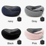 Memory Foam Travel Neck Pillow U-Shaped, Cervical Support Pillow for Airplane Sleep, Black