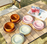 Dog Food Bowl - Foldable Dog Food Bowl - Outdoor Pet Food Bowl - 2-in-1 Dog Food Bowl - with Zippered Storage Bag and Carabiner - Suitable for Travel, Hiking, Camping and Other Activities (Pink)