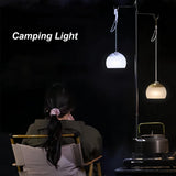 Night Light - Outdoor Camping Lamp - Atmospheric Decorative Lighting - Round Camping Lamp - 3 Brightness Levels - Hook Mount - Suitable for emergencies, tents, fishing, and other occasions. (White)