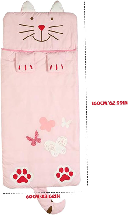 Sleeping bag for children, cozy cartoon design for boys and girls