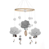 Baby Mobile Music Box, Safe Baby Crib Mobile Hanging Pendant Music Box Bedside Clock Grey_yux Gray