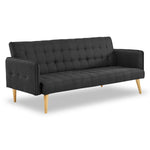 Sarantino 3 Seater Modular Linen Fabric Sofa Bed Couch - BlackThe Yak Merchant