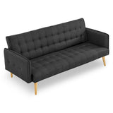 Sarantino 3 Seater Modular Linen Fabric Sofa Bed Couch - BlackThe Yak Merchant