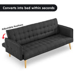 Sarantino 3 Seater Modular Linen Fabric Sofa Bed Couch - BlackThe Yak Merchant