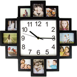 12-Photo Collage Wall Clock – Picture Frame Display for Home & Office