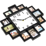 12-Photo Collage Wall Clock – Picture Frame Display for Home & Office