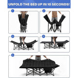 Camping Bed Elevated Cot with Mattress Foldable Outdoor Adult Sleeping
