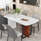 Upscale Marble Dining Table 4-6 Seat Rectangle Kitchen Table Robust Table Bases