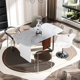 Upscale Marble Dining Table 4-6 Seat Rectangle Kitchen Table Robust Table Bases