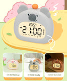 Cute Animal Digital Alarm Clock with Night Light, Temperature & Countdown Timer(Blue elephant)