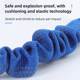 2PC Blue Adjustable Dog Car Safety Seat Belt Leash - Anti-Shock Bungee Headrest Restraint with Reflective Stitching & 316 Stainless Steel Clip