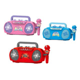 Red Kids Portable Singing Machine Karaoke Boombox Toy with Microphone Flashing Lights and MP3 Music Player for Boys and Girls