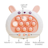 Electronic Fast Push Pop Game - Pink Rabbit Fidget Console with Lights & Sound - 4 Modes Memory & Speed Challenge - Interactive Sensory Toy for Kids 3+ & Travel