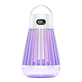 2-in-1 Rechargeable Mosquito Zapper & Camping Lantern - 2000V Electric Insect Killer with Smart Digital Display - 2000mAh Battery Portable Bug Trap for Outdoor Tent Patio & Home - IPX5 Waterproof - White