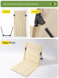 Portable Folding Beach Ground Chair with Back Support Sky Blue Striped Lightweight Padded Mat for Camping Picnics Festivals - Standard Model