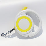 Yellow-white Heavy Duty Retractable Dog Leash with Ergonomic Wide Handle - Automatic Tangle-Free Extending Lead for Large and Medium Dogs - Carbon Fiber Texture