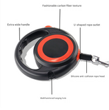 Yellow-white Heavy Duty Retractable Dog Leash with Ergonomic Wide Handle - Automatic Tangle-Free Extending Lead for Large and Medium Dogs - Carbon Fiber Texture