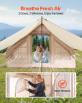 VEVOR Inflatable Tents for Camping, 3-5 Person Easy Setup Blow up Tent with Hand Pump, 300D Oxford 4 Season Glamping Tent with Canopy, Stove Jack, 2 Doors & 2 Mesh Windows (Storage Bag Included)